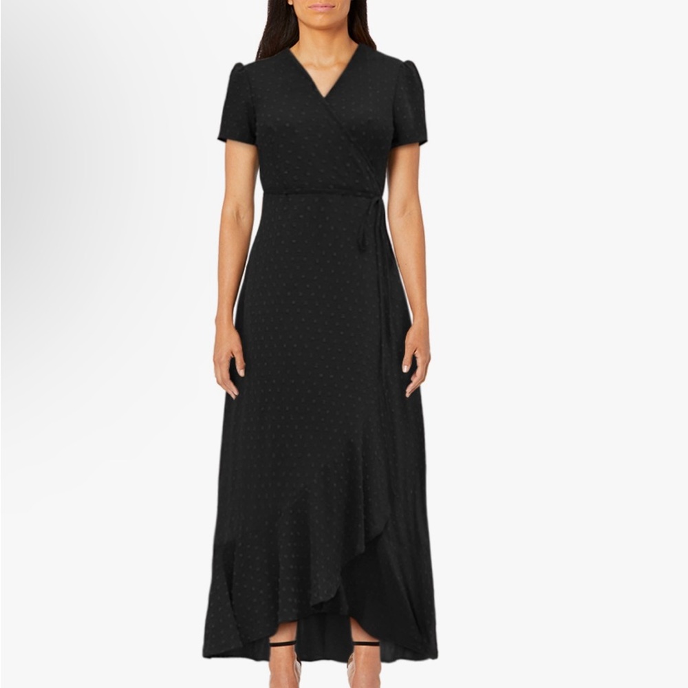Pretty Garden Black Wrap Dress